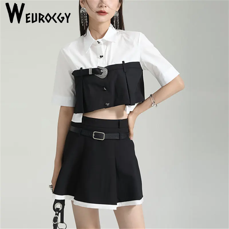 2023 Spring New Style Ruffled Stitching Turn Down Collar Short Sleeve Irregular High Waist A-Line Women's Dress Two Piece Sets
2023 Spring New Style Ruffled Stitching Turn Down Collar Short Sleeve Irregular High Waist A-Line Women's Dress Two Piece Sets