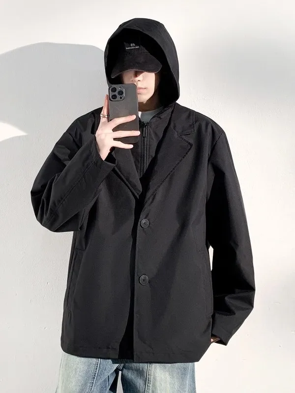 Casual Men's Hooded Jaet Fake Two-Piece Spring New Sle Loose Trendy Brand Haome Outerwear Polyester Fiber Long Sve
Casual Men's Hooded Jaet Fake Two-Piece Spring New Sle Loose Trendy Brand Haome Outerwear Polyester Fiber Long Sve