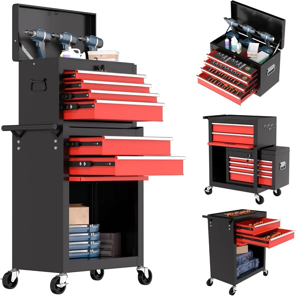 6-Drawers Large Tool Chest, 2-in-1 Mechanic Rolling Tool Box Removable Lockable Tool Storage Cabinet, Metal Tools Cart with Draw
6-Drawers Large Tool Chest, 2-in-1 Mechanic Rolling Tool Box Removable Lockable Tool Storage Cabinet, Metal Tools Cart with Draw
