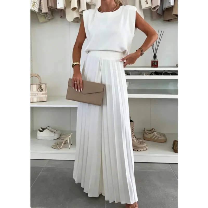 2026 New Summer Pants Set Solid Color Sleeveless Casual Style Fashion And Comfortable Versatile Top Extended Wide Legs Pants Set
2026 New Summer Pants Set Solid Color Sleeveless Casual Style Fashion And Comfortable Versatile Top Extended Wide Legs Pants Set