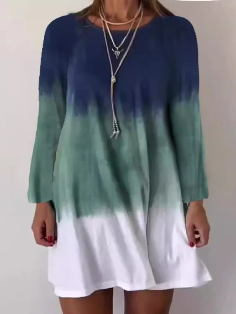 2024 Spring Autumn New Fashionable Gradient Printed Casual Comfortable Long Sleeve Round Neck Dress For Women
2024 Spring Autumn New Fashionable Gradient Printed Casual Comfortable Long Sleeve Round Neck Dress For Women