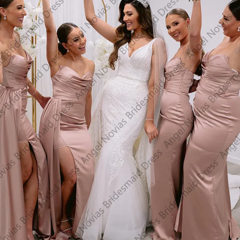 Long Wedding Guest Party Gowns Bridesmaid Dresses with Side Skirt Customized vestido de madrinha de casamento
Long Wedding Guest Party Gowns Bridesmaid Dresses with Side Skirt Customized vestido de madrinha de casamento