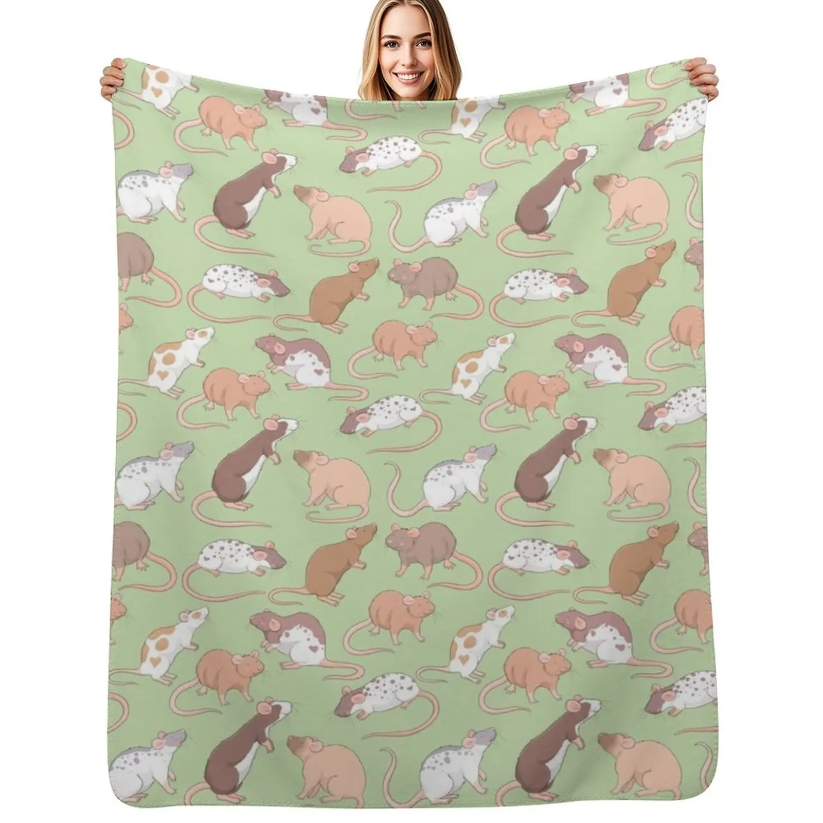 Cute Rattie rats illustration patter against green background Whimsicolour art Throw Blanket Decorative Sofas Blankets
Cute Rattie rats illustration patter against green background Whimsicolour art Throw Blanket Decorative Sofas Blankets