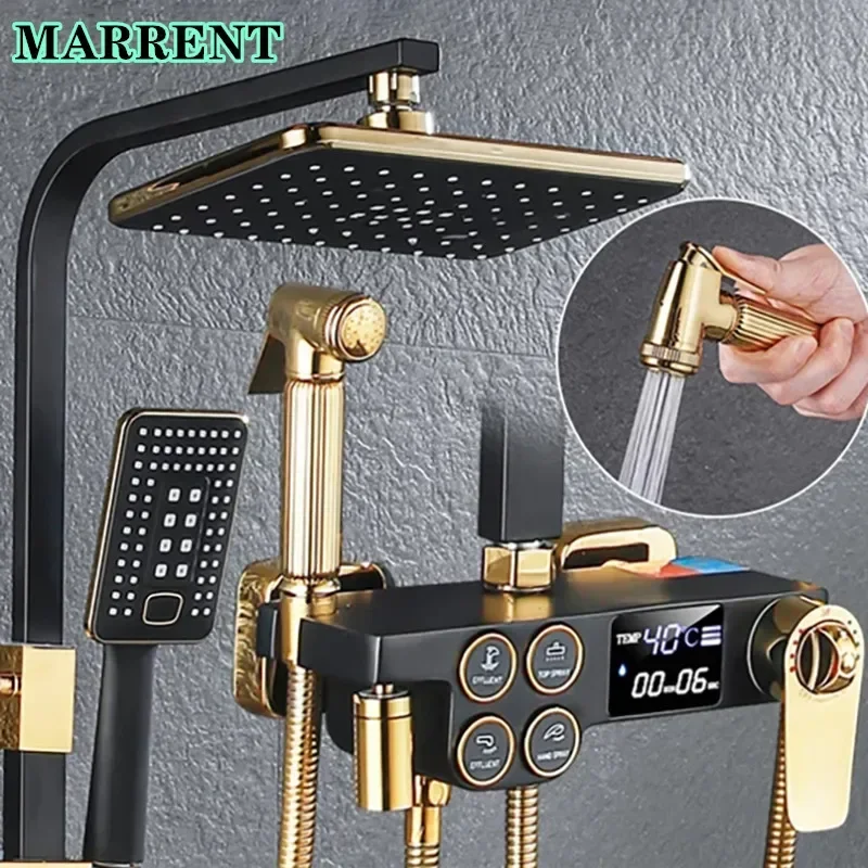 Smart Digital Bathroom Shower Set Quality Brass Bathtub Mixer Faucets ABS Shower Head Wall Mounted Thermostatic Shower System
Smart Digital Bathroom Shower Set Quality Brass Bathtub Mixer Faucets ABS Shower Head Wall Mounted Thermostatic Shower System