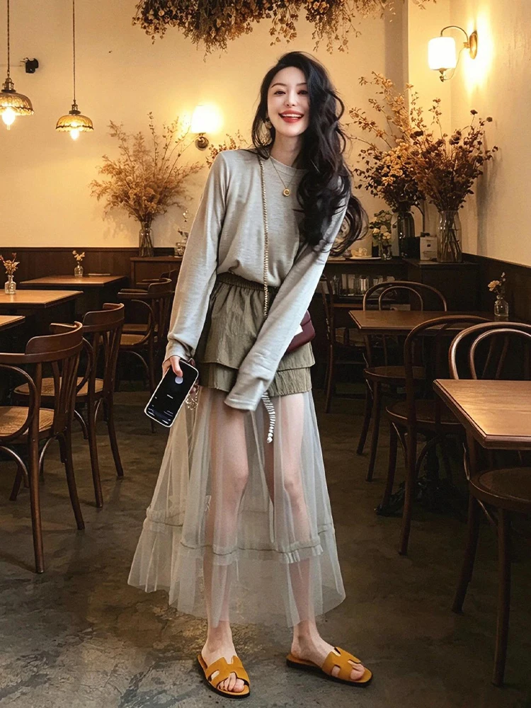 Summer New Outfit OOTD Elegant Long Sleeve Lace Splicing Skirt Set Women High Waist Breathable Lightweight Fashion Set
Summer New Outfit OOTD Elegant Long Sleeve Lace Splicing Skirt Set Women High Waist Breathable Lightweight Fashion Set
