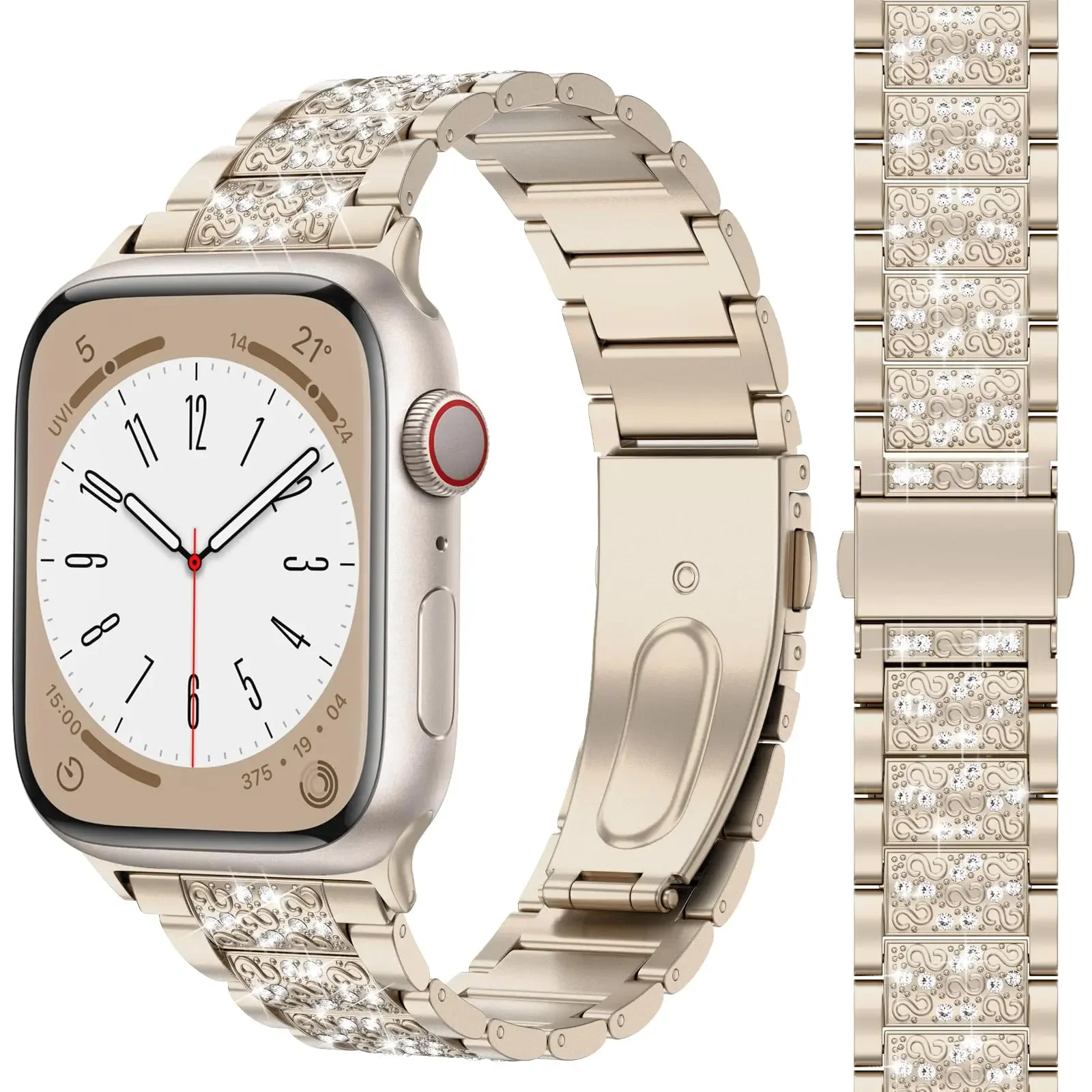 Diamond Bling Strap For Apple Watch Band 49-45-40mm 44-41mm 46-42mm Metal Belt For IWatch Series 10 9 8 7 SE 6 5 Women Bracelet
Diamond Bling Strap For Apple Watch Band 49-45-40mm 44-41mm 46-42mm Metal Belt For IWatch Series 10 9 8 7 SE 6 5 Women Bracelet