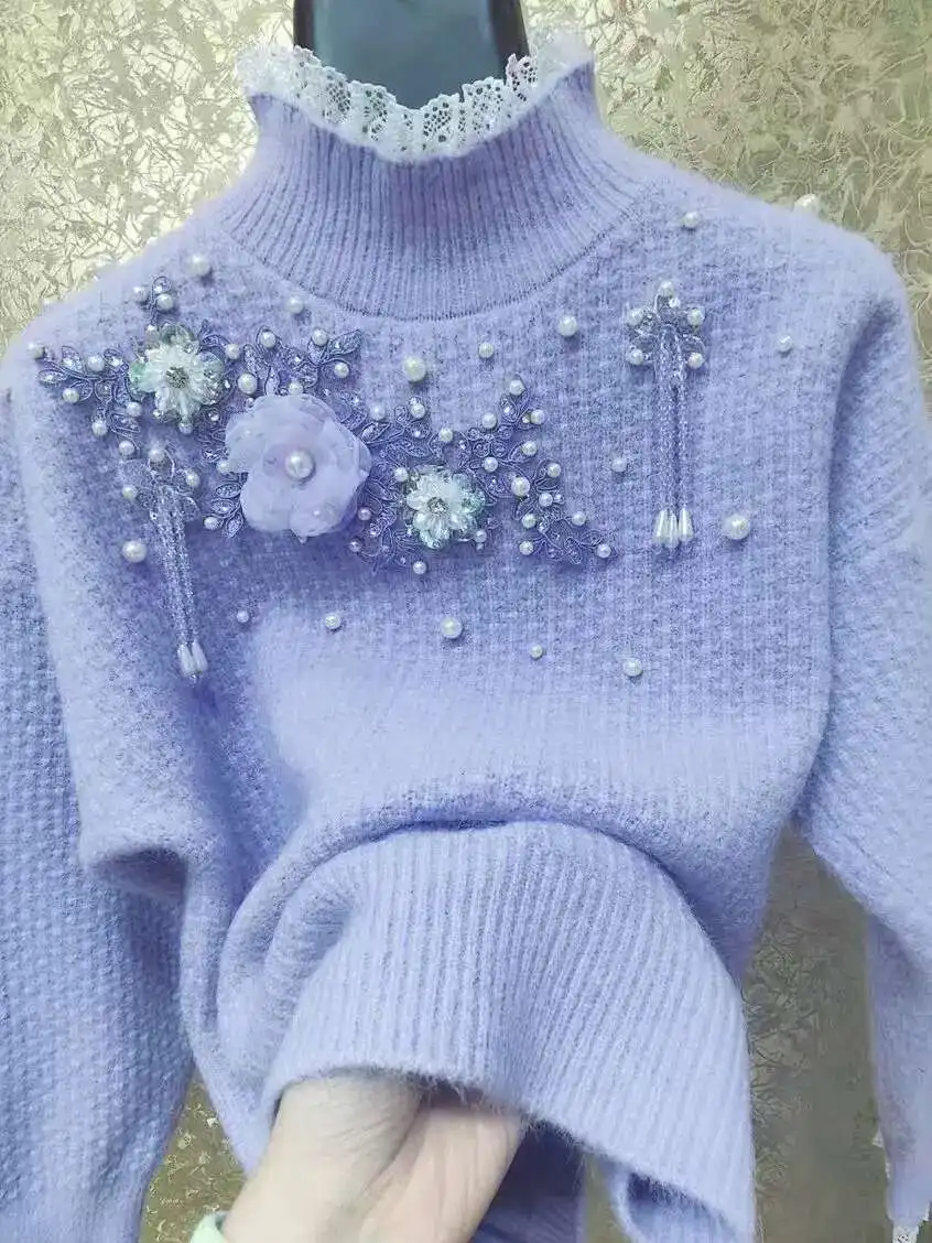 New In Autumn Winter Embroidered Flares Thick Sweater Women's Long Sleeve Knitted Outwear Pullover Jumper Pull Femme Clothing
New In Autumn Winter Embroidered Flares Thick Sweater Women's Long Sleeve Knitted Outwear Pullover Jumper Pull Femme Clothing