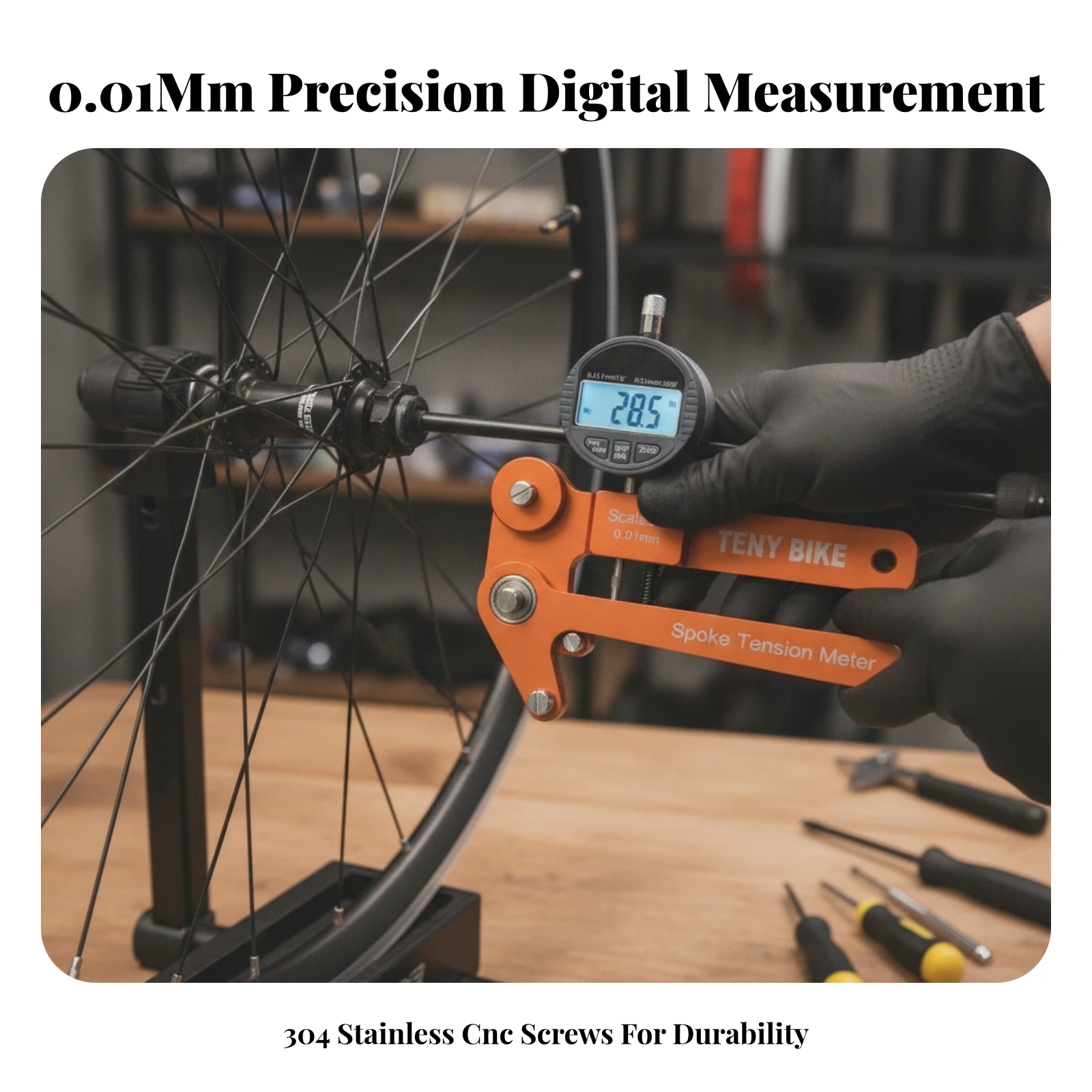 Spoke Tension Meter CNC-Machined Two-Wheeler Spoke Tension Meter Anodized Finish Clamp-Style
Spoke Tension Meter CNC-Machined Two-Wheeler Spoke Tension Meter Anodized Finish Clamp-Style