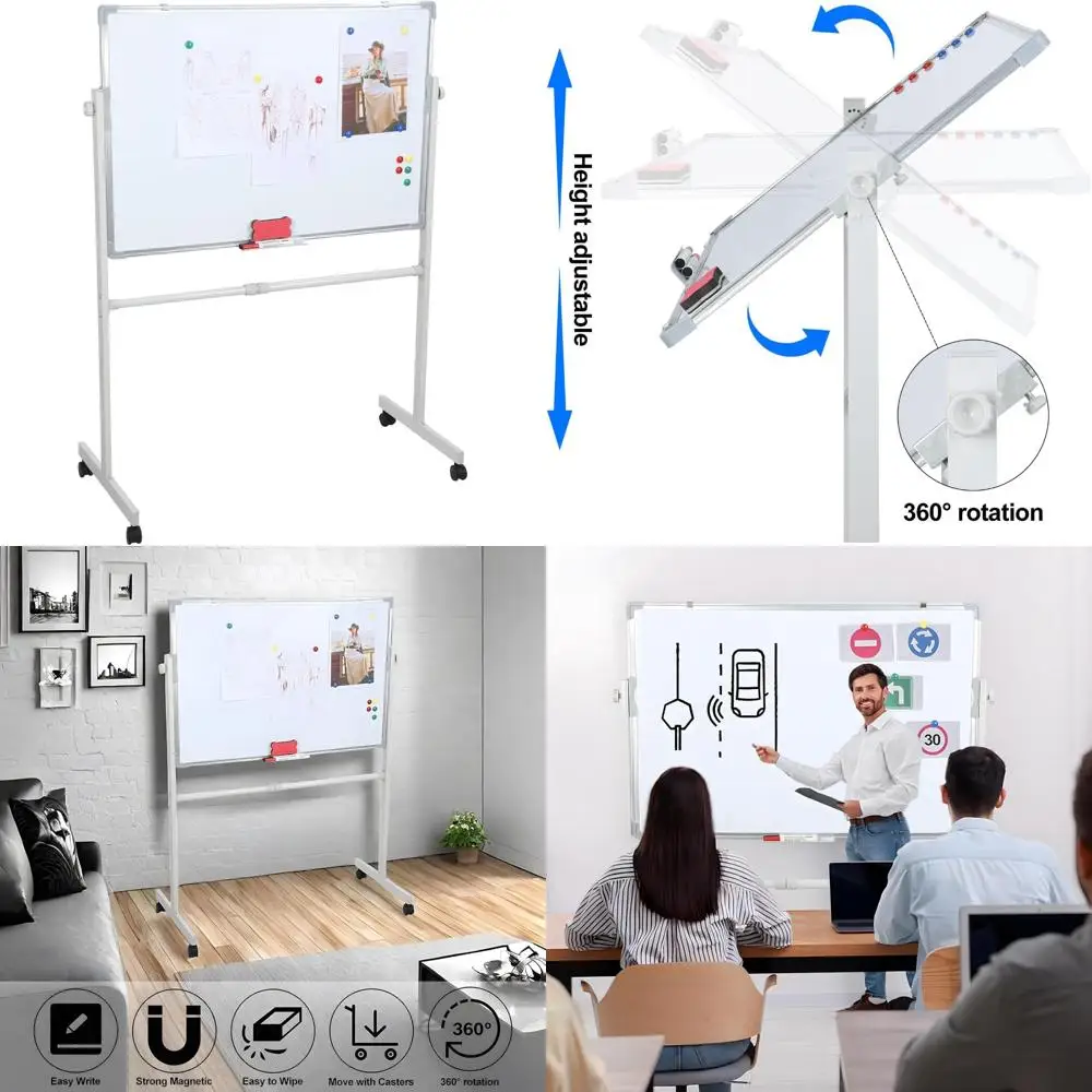 Rolling Dry Erase Board, Large Portable Magnetic Whiteboard with Stand - Double Sided Easel Style Whiteboard with 5 Markers, 12
Rolling Dry Erase Board, Large Portable Magnetic Whiteboard with Stand - Double Sided Easel Style Whiteboard with 5 Markers, 12