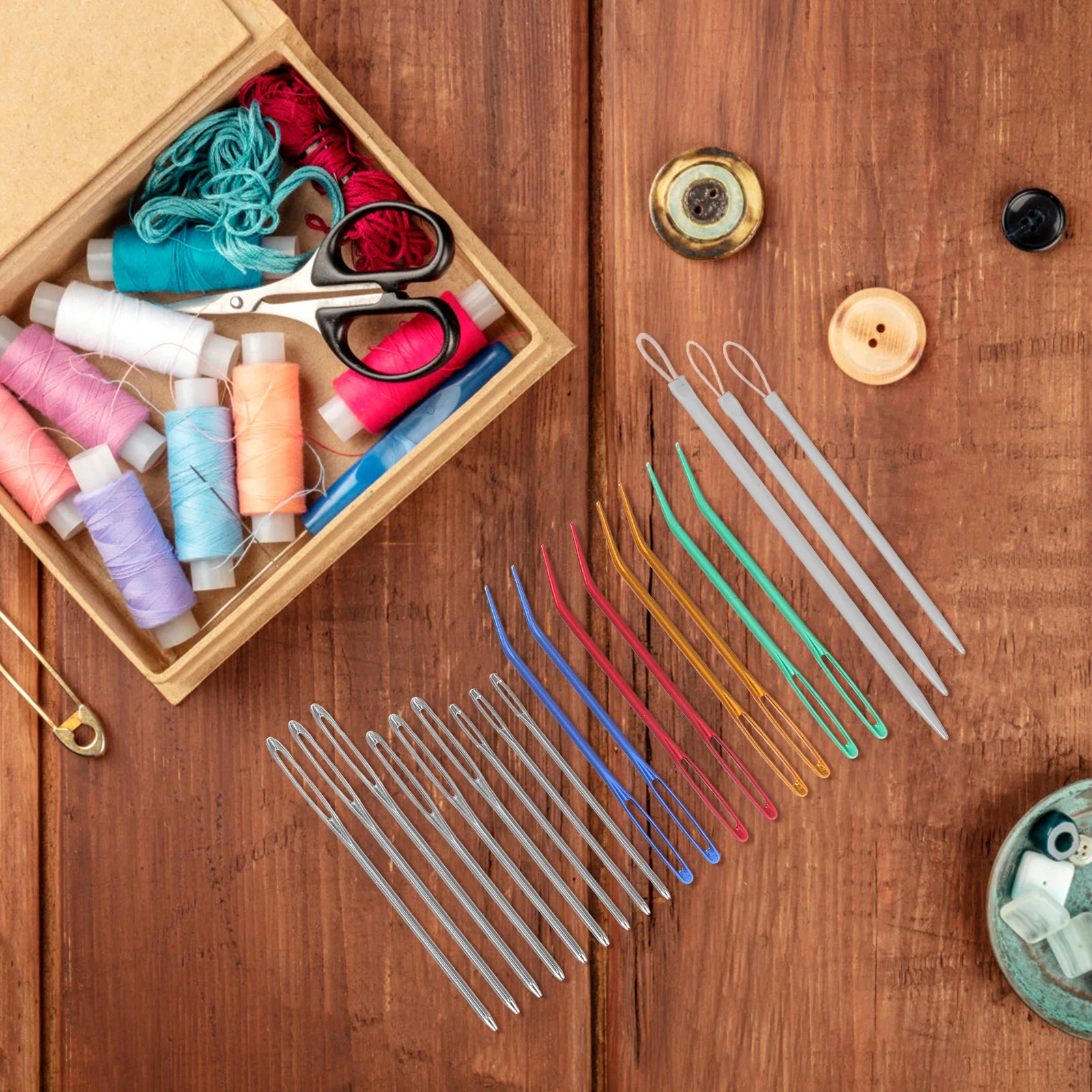 1 set Large Eye Bent Tapestry Set 5 Sizes Aluminum Iron Nylon Smooth Tips Knitting Sewing Mending Yarn Craft Storage Bottle
1 set Large Eye Bent Tapestry Set 5 Sizes Aluminum Iron Nylon Smooth Tips Knitting Sewing Mending Yarn Craft Storage Bottle