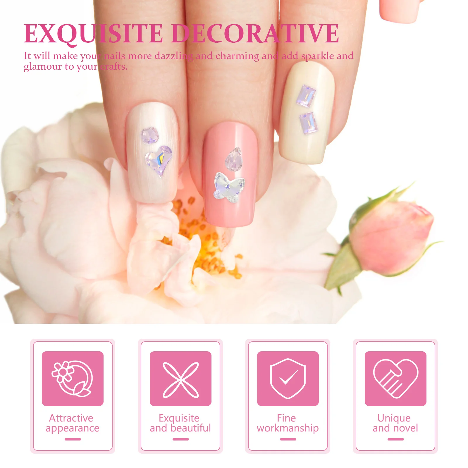 40Pcs Unique Shape Rhinestone Set Premium Plastic Flatback Nail Art Decor Long-Lasting Sparkle for DIY Manicure Nail Craft
40Pcs Unique Shape Rhinestone Set Premium Plastic Flatback Nail Art Decor Long-Lasting Sparkle for DIY Manicure Nail Craft