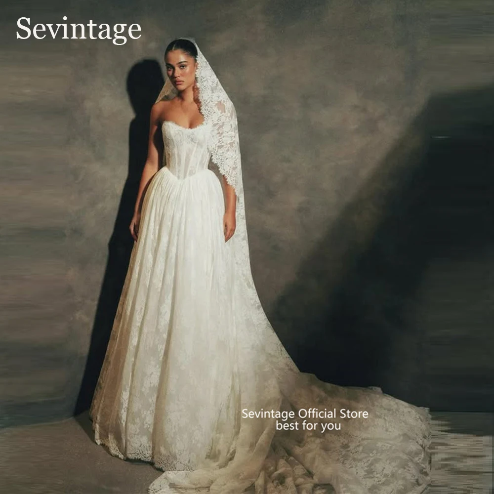Sevintage Exquiste Lace Wedding Dresses Sweetheart A-Line Bridal Gowns Sleeveless Wedding Gowns Floor Length Brides Customized
Sevintage Exquiste Lace Wedding Dresses Sweetheart A-Line Bridal Gowns Sleeveless Wedding Gowns Floor Length Brides Customized