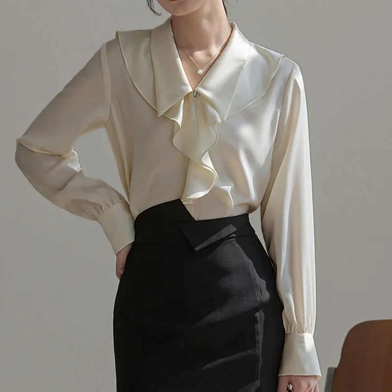 Fashion Long Sleeve Turn Down Collar Women Blouse Ruffles Blouse Shirt Women Tops Blouses Shirts Blusas Para Mujer Camisas N191
Fashion Long Sleeve Turn Down Collar Women Blouse Ruffles Blouse Shirt Women Tops Blouses Shirts Blusas Para Mujer Camisas N191