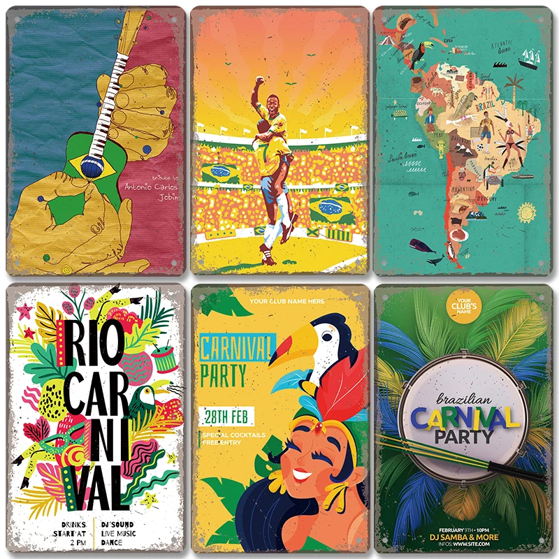 Brazil Travel Poster Country Flag Metal Tin Signs Retro Carnival Party Metal Plate Wall Decor For Bar Pub Club Home
Brazil Travel Poster Country Flag Metal Tin Signs Retro Carnival Party Metal Plate Wall Decor For Bar Pub Club Home