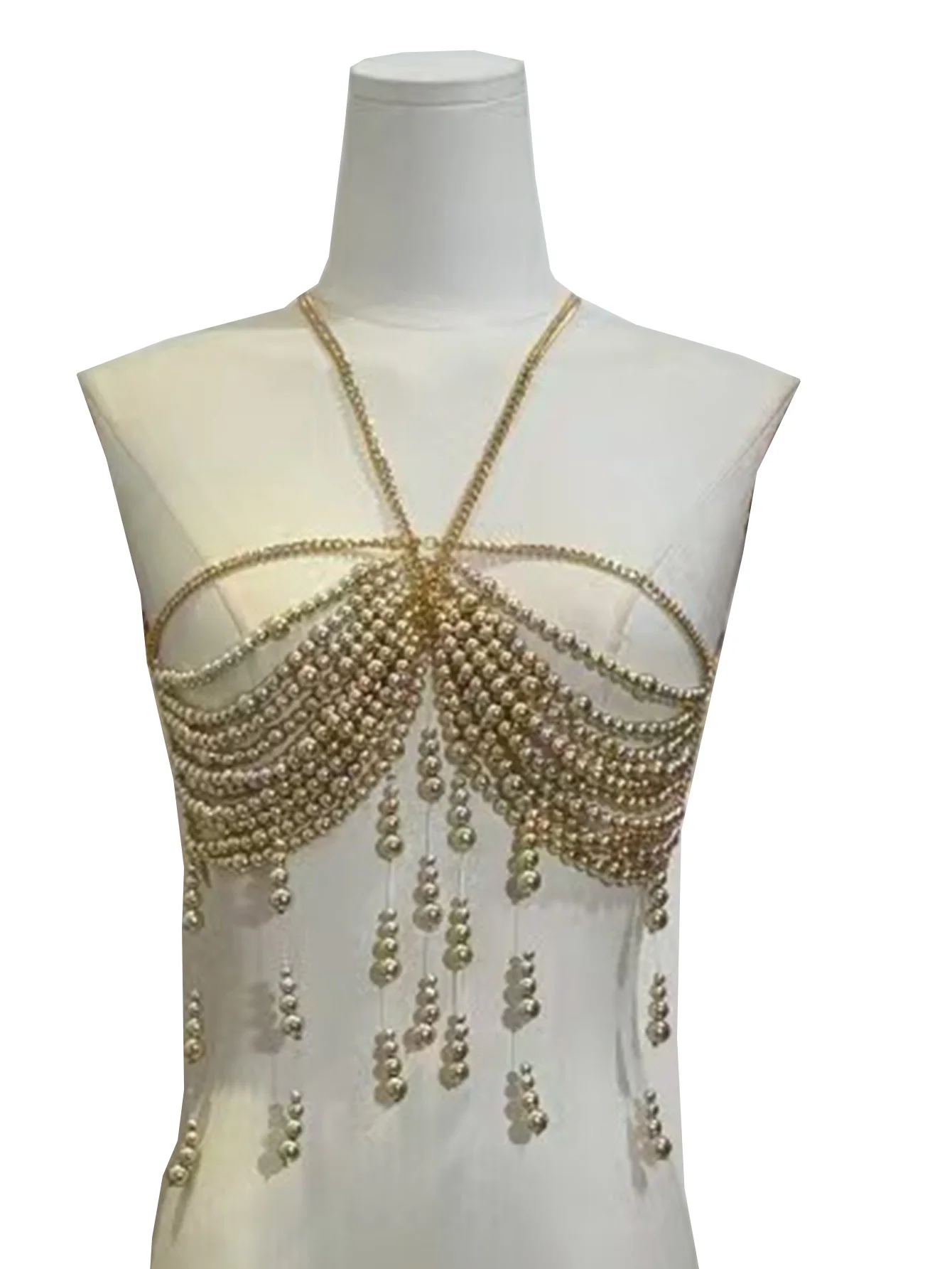 OFU Handmade Imitation Pearl Beads Chain Halter Neck Backless Top Accessories in Ivory
OFU Handmade Imitation Pearl Beads Chain Halter Neck Backless Top Accessories in Ivory