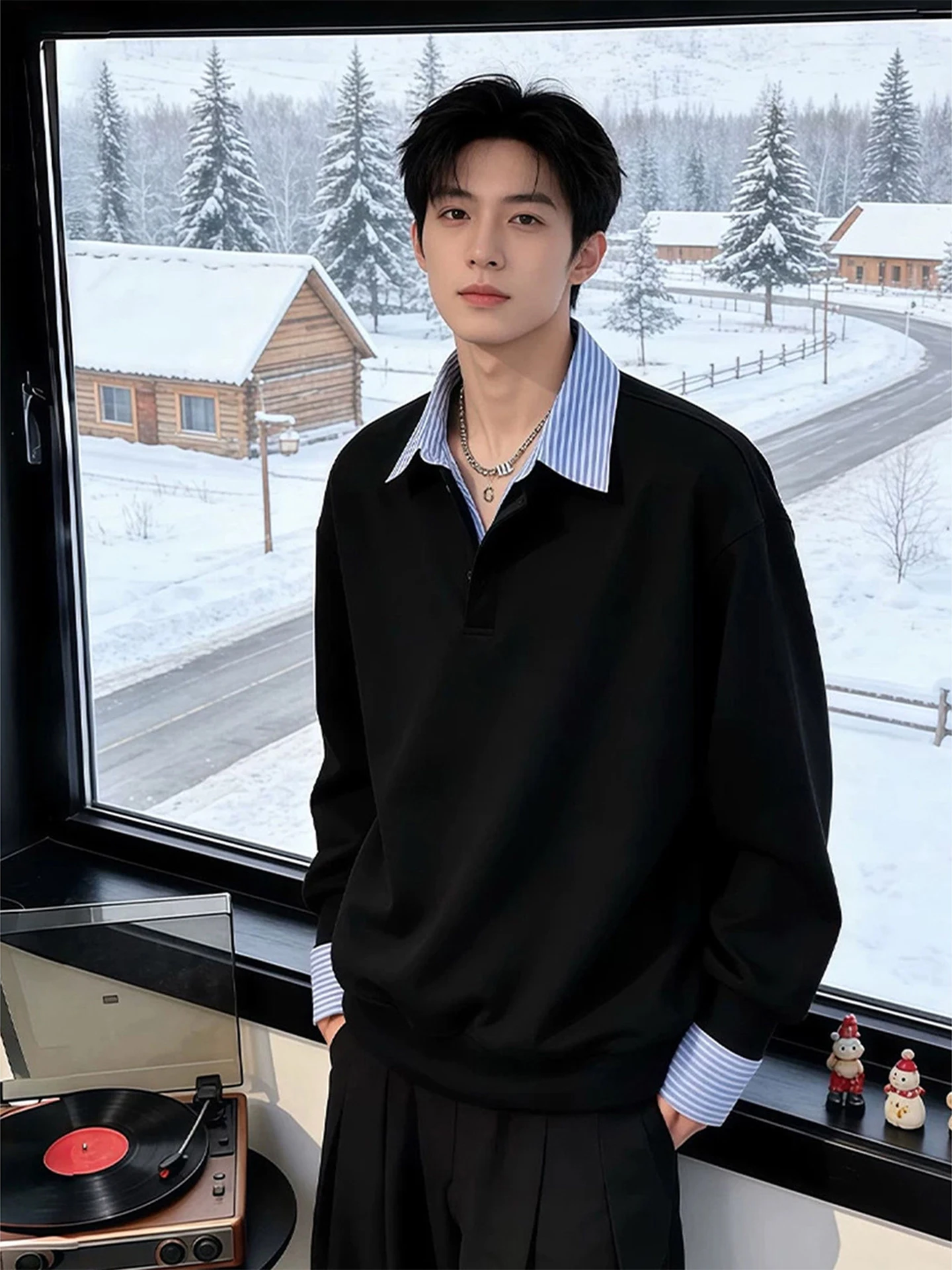 Men's Long Sve irt Collar Hoodie Fake Two-Piece Autumn Winter College Sle Stripe Flip Collar Base irt Inner Wear T-S...
Men's Long Sve irt Collar Hoodie Fake Two-Piece Autumn Winter College Sle Stripe Flip Collar Base irt Inner Wear T-S...