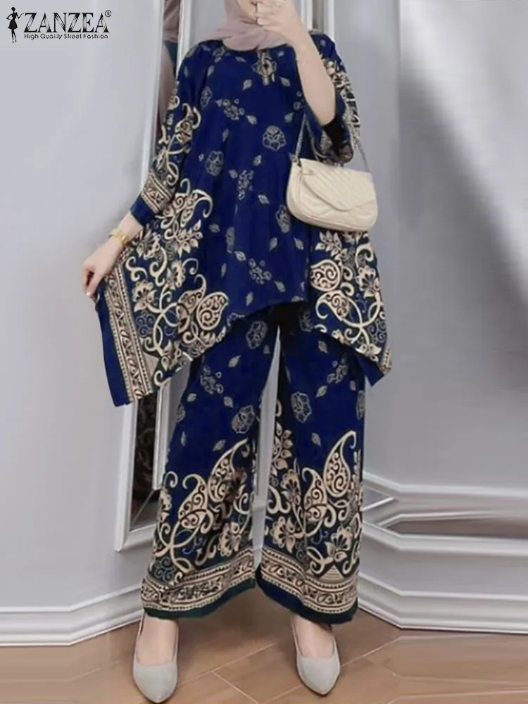 Women Pants Sets Bohemian 3/4 Sleeve Blouse 2024 ZANZEA Islamic Clothing Abaya Tracksuit Vintage Floral Printed Muslim Sets
Women Pants Sets Bohemian 3/4 Sleeve Blouse 2024 ZANZEA Islamic Clothing Abaya Tracksuit Vintage Floral Printed Muslim Sets