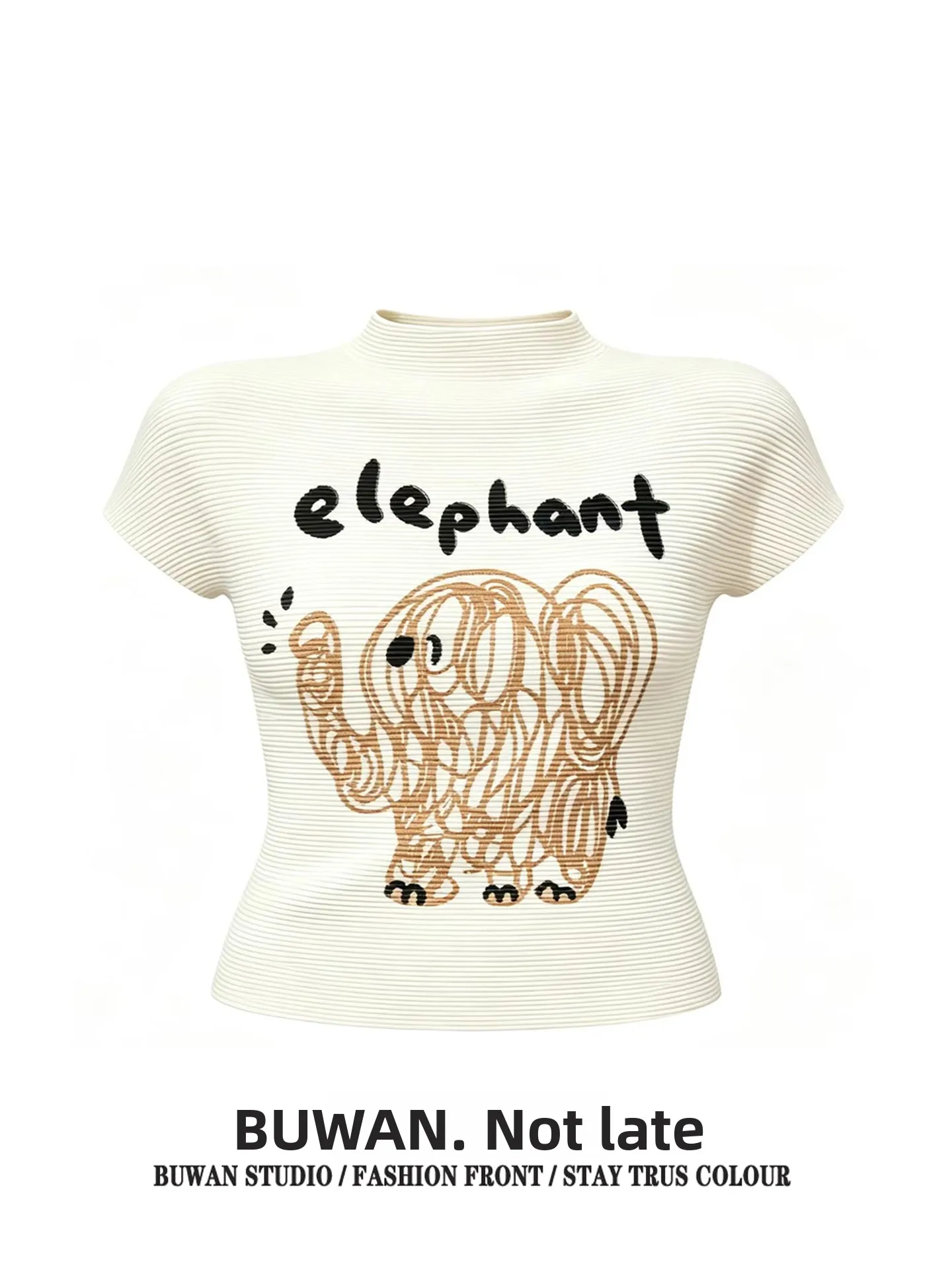 Retro American White Elephant Print Pleated Shirt Women Summer Y2K Spicy Slim Fit Elastic Short Sleeve T-Shirt Polyester
Retro American White Elephant Print Pleated Shirt Women Summer Y2K Spicy Slim Fit Elastic Short Sleeve T-Shirt Polyester
