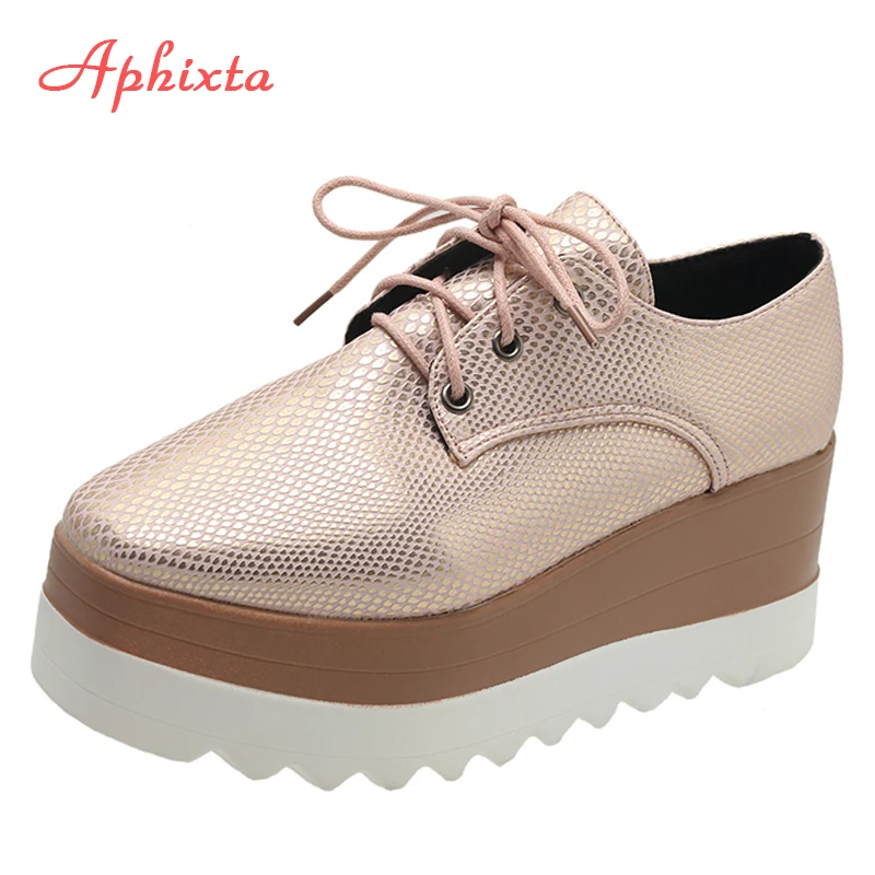 Aphixta Flat Platform Shoes Woman Lace-up 7cm Shoes Gingham Height Increaming Women's Shoes Ladies Plus Big Size 42
Aphixta Flat Platform Shoes Woman Lace-up 7cm Shoes Gingham Height Increaming Women's Shoes Ladies Plus Big Size 42