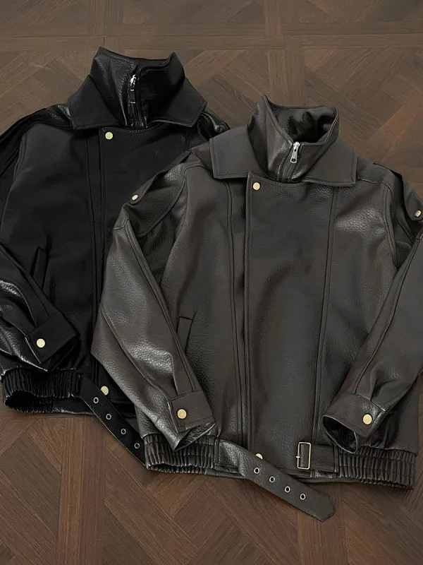 Retro American Litchi Pattern Double Collar PU Leather Jaet Loose Motorcycle Sle ort Coat for Men And Women Trendy Brand
Retro American Litchi Pattern Double Collar PU Leather Jaet Loose Motorcycle Sle ort Coat for Men And Women Trendy Brand