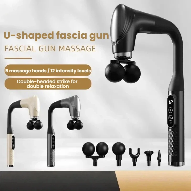 U-Shaped Dual-Head Long-Handle Massage Gun, 5 Massage Heads, 12 Intensity Levels, Type-C Fast Charging, Low-Noise Operation
U-Shaped Dual-Head Long-Handle Massage Gun, 5 Massage Heads, 12 Intensity Levels, Type-C Fast Charging, Low-Noise Operation