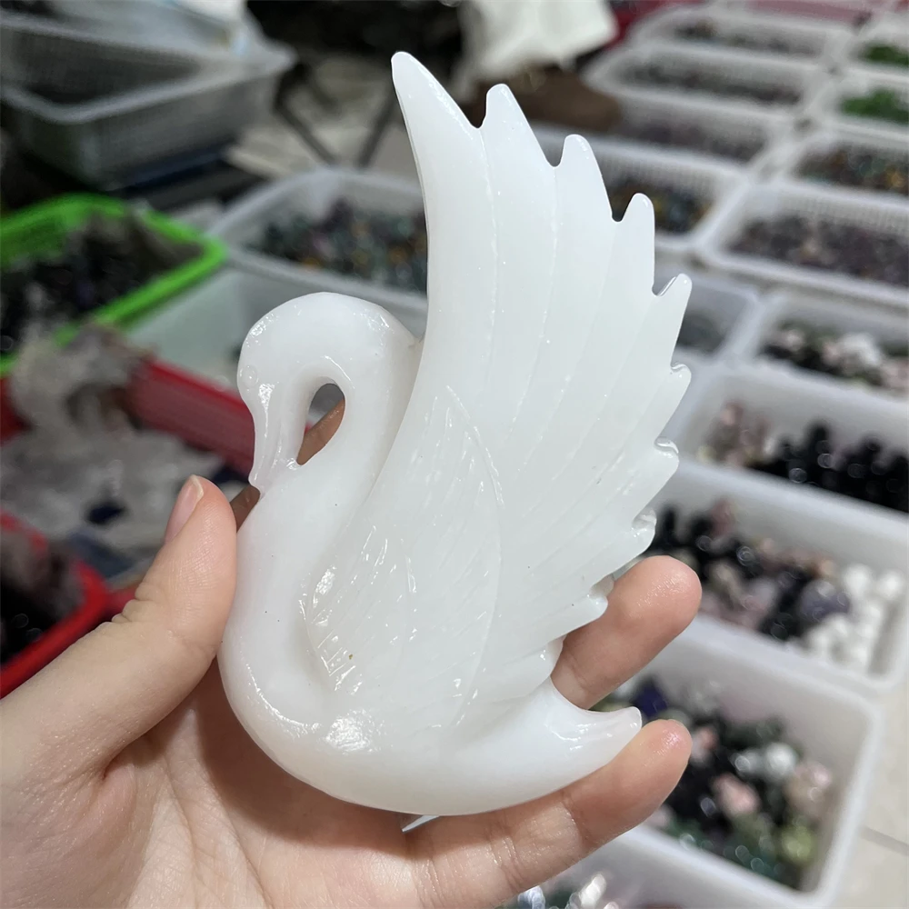 Natural White Marble Jade Swan Carving Animal Reiki Healing Fengshui Stone Decorative Room Holiday Crafts & Gift
Natural White Marble Jade Swan Carving Animal Reiki Healing Fengshui Stone Decorative Room Holiday Crafts & Gift