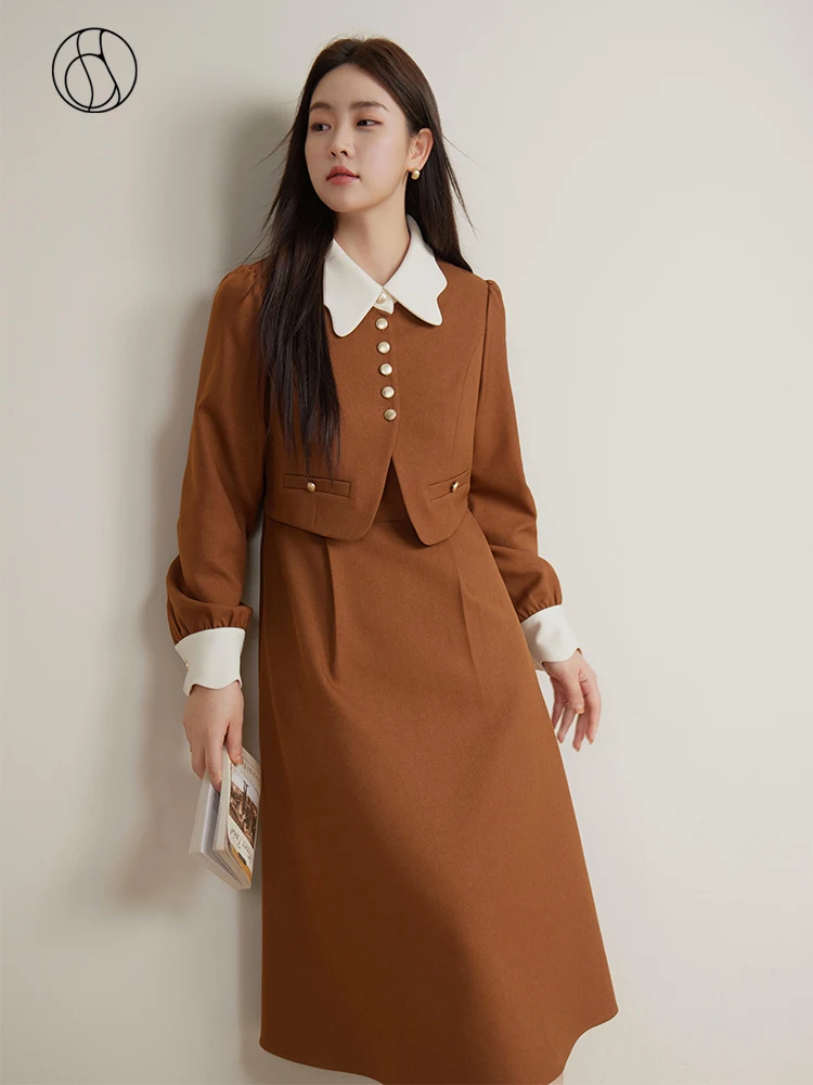 DUSHU Vintage Elegant Fake Two Piece Dress Winter 2023 New Fashionable A-line Dress For Women Casual Loose Office Lady
DUSHU Vintage Elegant Fake Two Piece Dress Winter 2023 New Fashionable A-line Dress For Women Casual Loose Office Lady