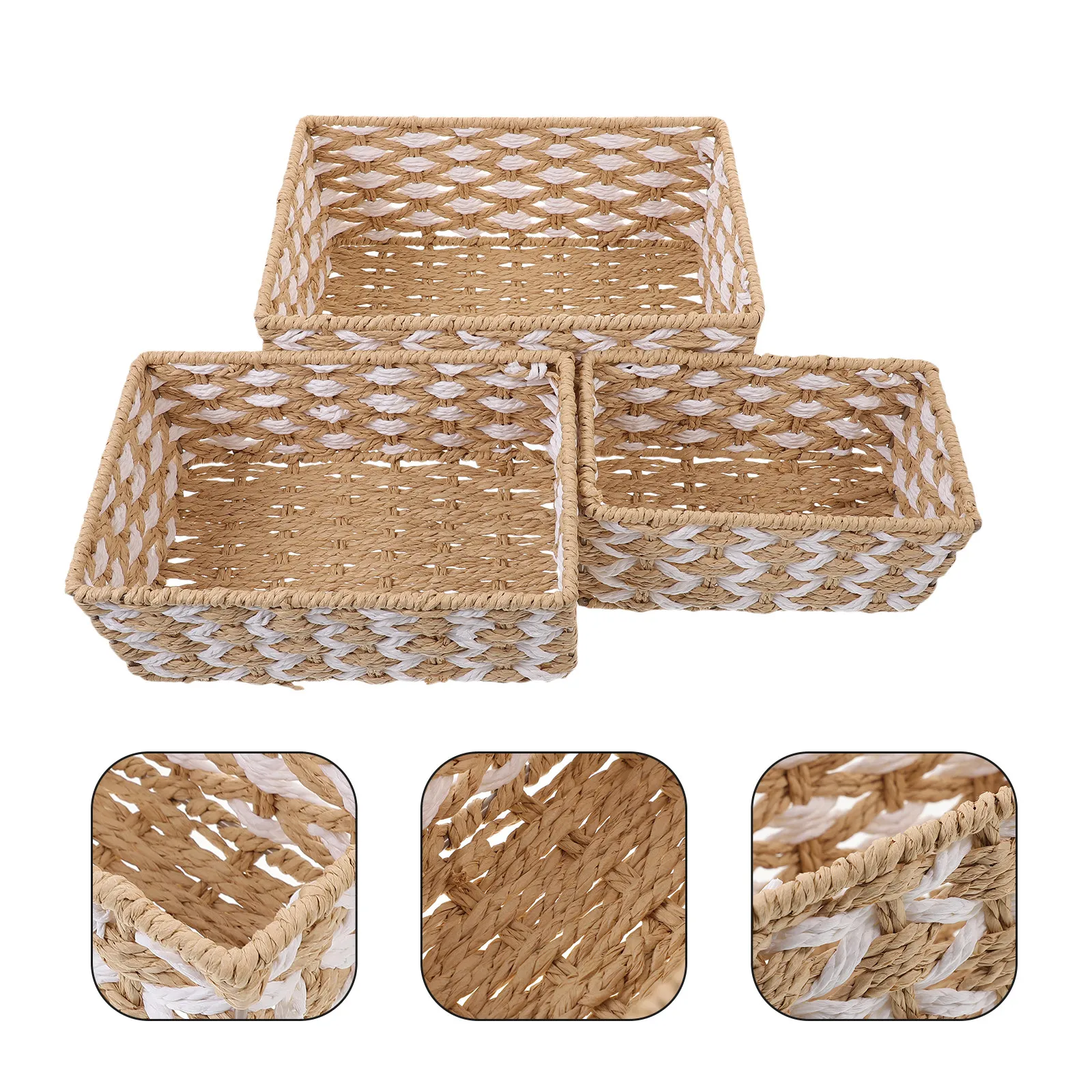 3Pcs Paper Rope Woven Storage Basket Set Natural Iron Frame Multi-Functional Sundries Organizer for Living Room Bedroom Desktop
3Pcs Paper Rope Woven Storage Basket Set Natural Iron Frame Multi-Functional Sundries Organizer for Living Room Bedroom Desktop