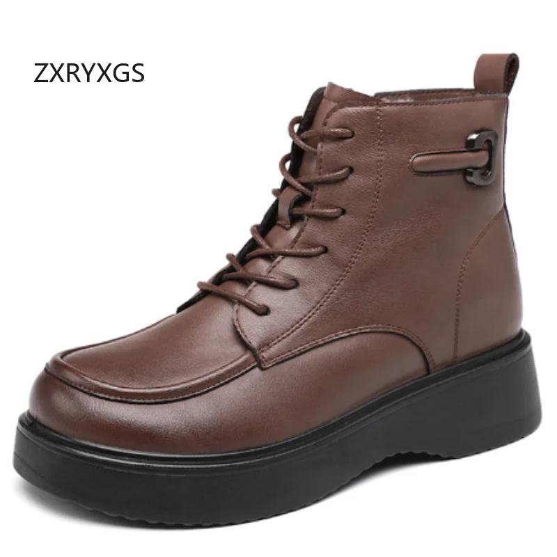 ZXRYXGS Cross Tied Side Zipper Genuine Leather Boots New 2025 Temperament Trend Winter Wool Boots Women Thick Sole Wedges Boots
ZXRYXGS Cross Tied Side Zipper Genuine Leather Boots New 2025 Temperament Trend Winter Wool Boots Women Thick Sole Wedges Boots