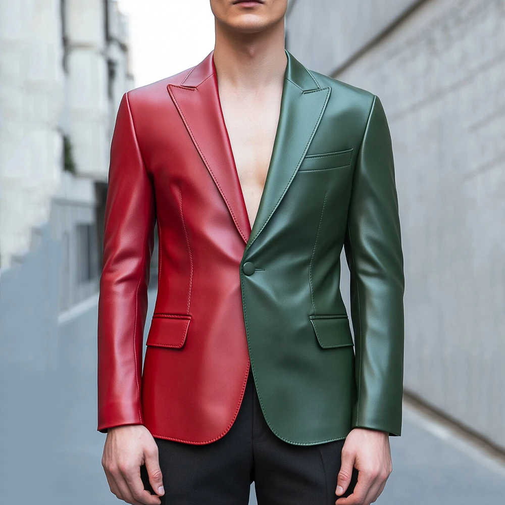 Мужской пиджак контрастного цвета (красный, зеленый) с заостренным воротником, однобортный, с множеством карманов, верхняя одежда для мужчин, пиджак для вечеринок
Мужской пиджак контрастного цвета (красный, зеленый) с заостренным воротником, однобортный, с множеством карманов, верхняя одежда для мужчин, пиджак для вечеринок