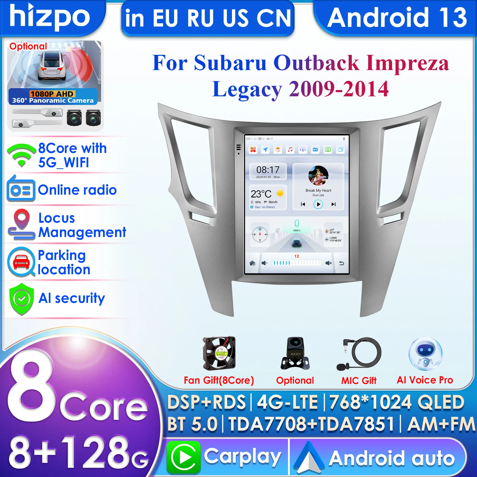 Hizpo Carplay 4G 9.7'' Tesla Style Screen 2Din Android 13 Car Radio for Subaru Outback Impreza Legacy 2009-2014 Multimedia Video
Hizpo Carplay 4G 9.7'' Tesla Style Screen 2Din Android 13 Car Radio for Subaru Outback Impreza Legacy 2009-2014 Multimedia Video