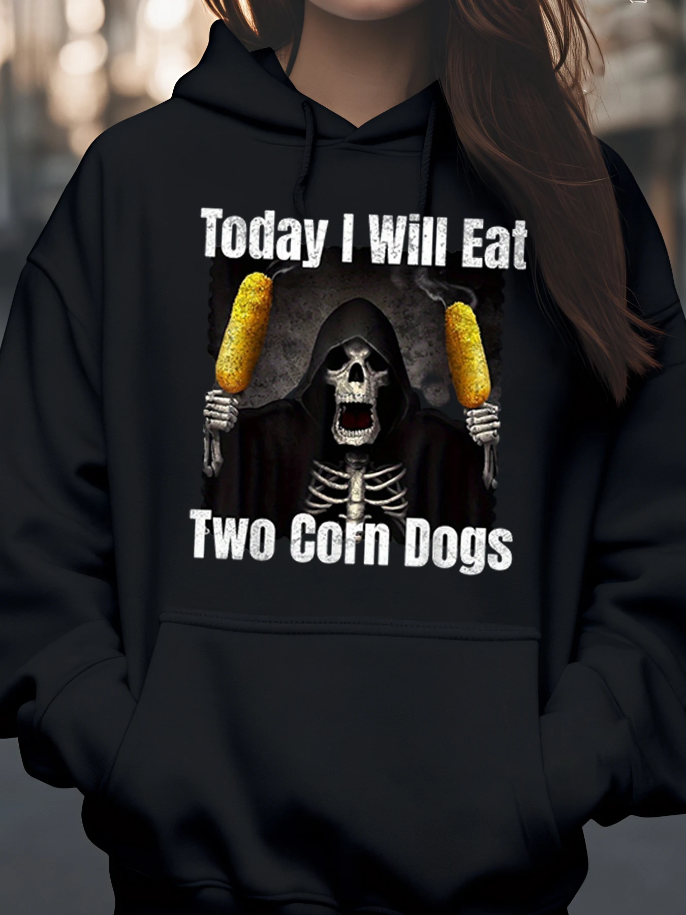 Мрачный Жнец держит кукурузные собаки Сегодня я ешьте два кукурузные собаки Хэллоуин Толстовка Смешная повседневная одежда для взрослых и подростков
Мрачный Жнец держит кукурузные собаки Сегодня я ешьте два кукурузные собаки Хэллоуин Толстовка Смешная повседневная одежда для взрослых и подростков