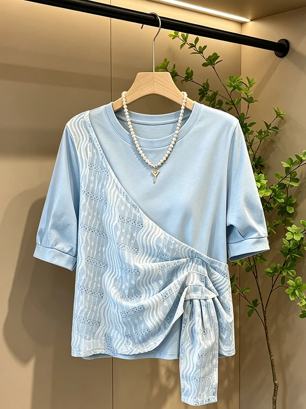 plus Size Summer New Design Slimming Concealing T-Shirt Women's Fashionable Ensemble Look Short Sleeve round Neck Casual Top
plus Size Summer New Design Slimming Concealing T-Shirt Women's Fashionable Ensemble Look Short Sleeve round Neck Casual Top