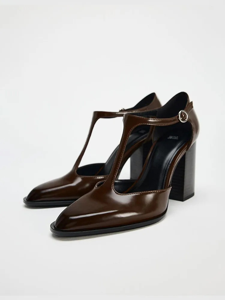 ZAUE Retro Brown Thi Heel Mule oes Women's Spring Summer New T-Strap Hollow High Heel Sandals Faionable Ladies' Slippers
ZAUE Retro Brown Thi Heel Mule oes Women's Spring Summer New T-Strap Hollow High Heel Sandals Faionable Ladies' Slippers