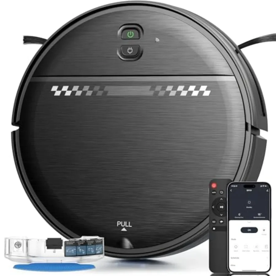 Robot Vacuum and Mop for Pet Hair, 2-in-1 Robot Vacuum Cleaner with High-Strength Plastic Body, Black, Strong Suction and Tangl
Robot Vacuum and Mop for Pet Hair, 2-in-1 Robot Vacuum Cleaner with High-Strength Plastic Body, Black, Strong Suction and Tangl