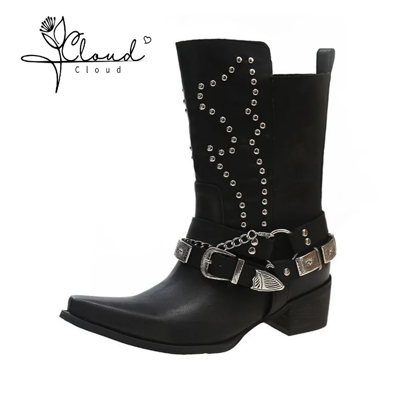 2024 Vintage Cowgirls Western Women Winter Snow Boots Women Metal Chain Cowboy Boots Fashion Music Festival Women Shoes Mid-calf
2024 Vintage Cowgirls Western Women Winter Snow Boots Women Metal Chain Cowboy Boots Fashion Music Festival Women Shoes Mid-calf
