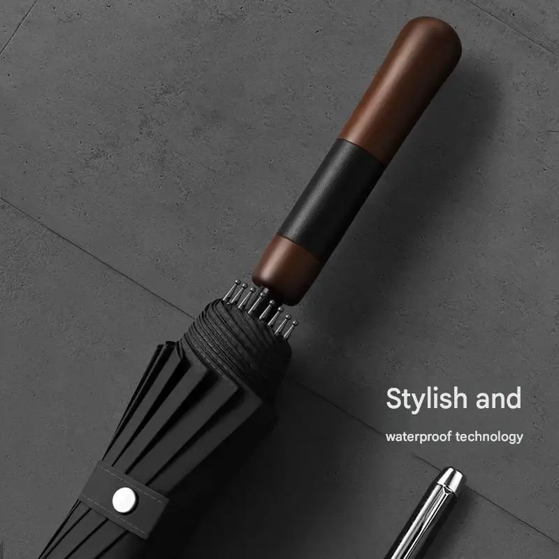 16 Ribs Automatic Long Handle Umbrella Leather Wood Handle Large Windproof Rain Sun Umbrella Advertising Gift
16 Ribs Automatic Long Handle Umbrella Leather Wood Handle Large Windproof Rain Sun Umbrella Advertising Gift