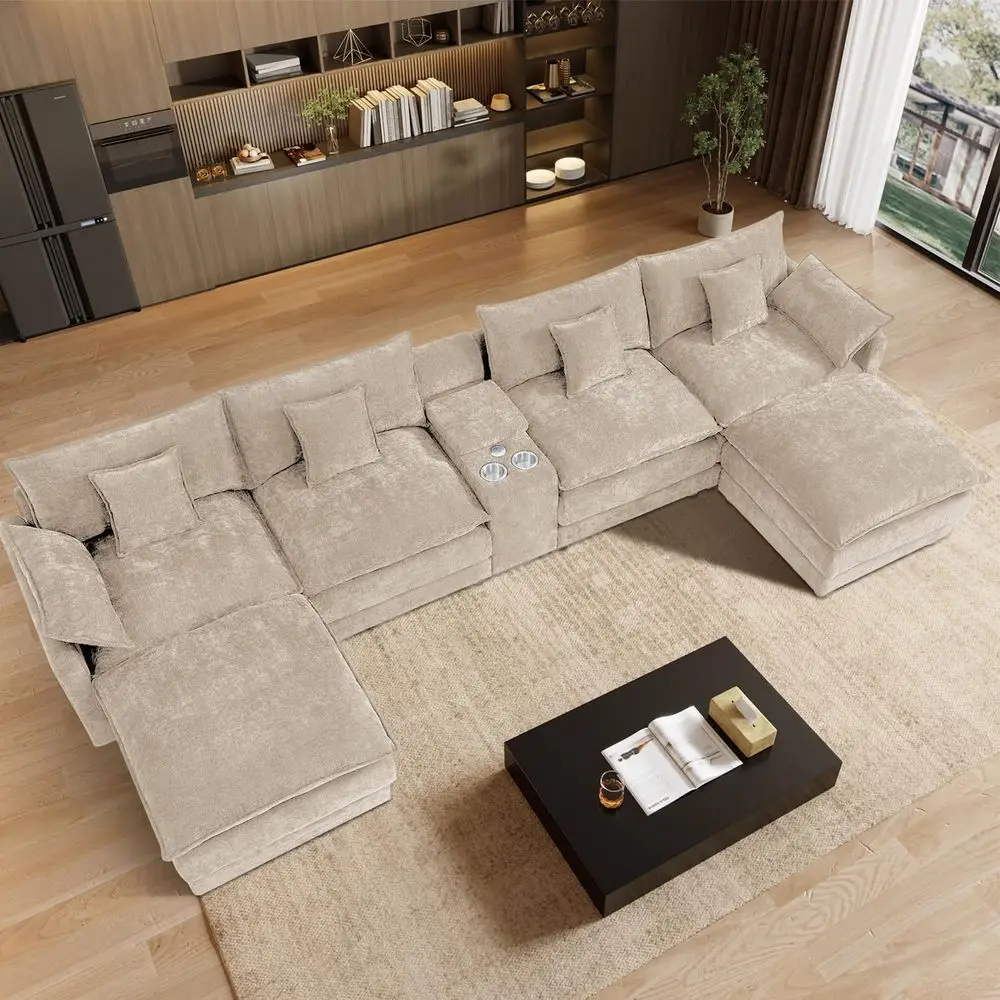 Oversized Modular Sectional Sofa U Shaped Cloud Couch Modern 6 Seat Sofa Set for Living Room Comfy Chenille Deep Seat with Stor
Oversized Modular Sectional Sofa U Shaped Cloud Couch Modern 6 Seat Sofa Set for Living Room Comfy Chenille Deep Seat with Stor