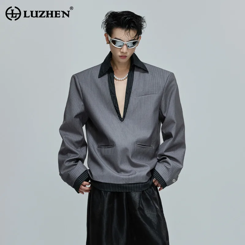 LUZHEN оригинальные нишевые рубашки из двух предметов с v-образным вырезом и длинными рукавами, пуловеры, мужская мода 2025 года, новые стильные красивые топы JY4311
LUZHEN оригинальные нишевые рубашки из двух предметов с v-образным вырезом и длинными рукавами, пуловеры, мужская мода 2025 года, новые стильные красивые топы JY4311