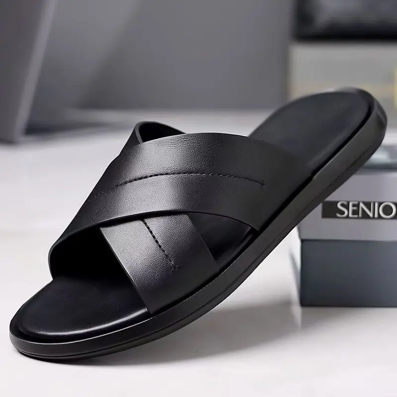 Мужские летние новые уличные пляжные тапочки из натуральной кожи, нескользящие дышащие повседневные тапочки высокого качества с мягкой подошвой и открытым носком
Мужские летние новые уличные пляжные тапочки из натуральной кожи, нескользящие дышащие повседневные тапочки высокого качества с мягкой подошвой и открытым носком