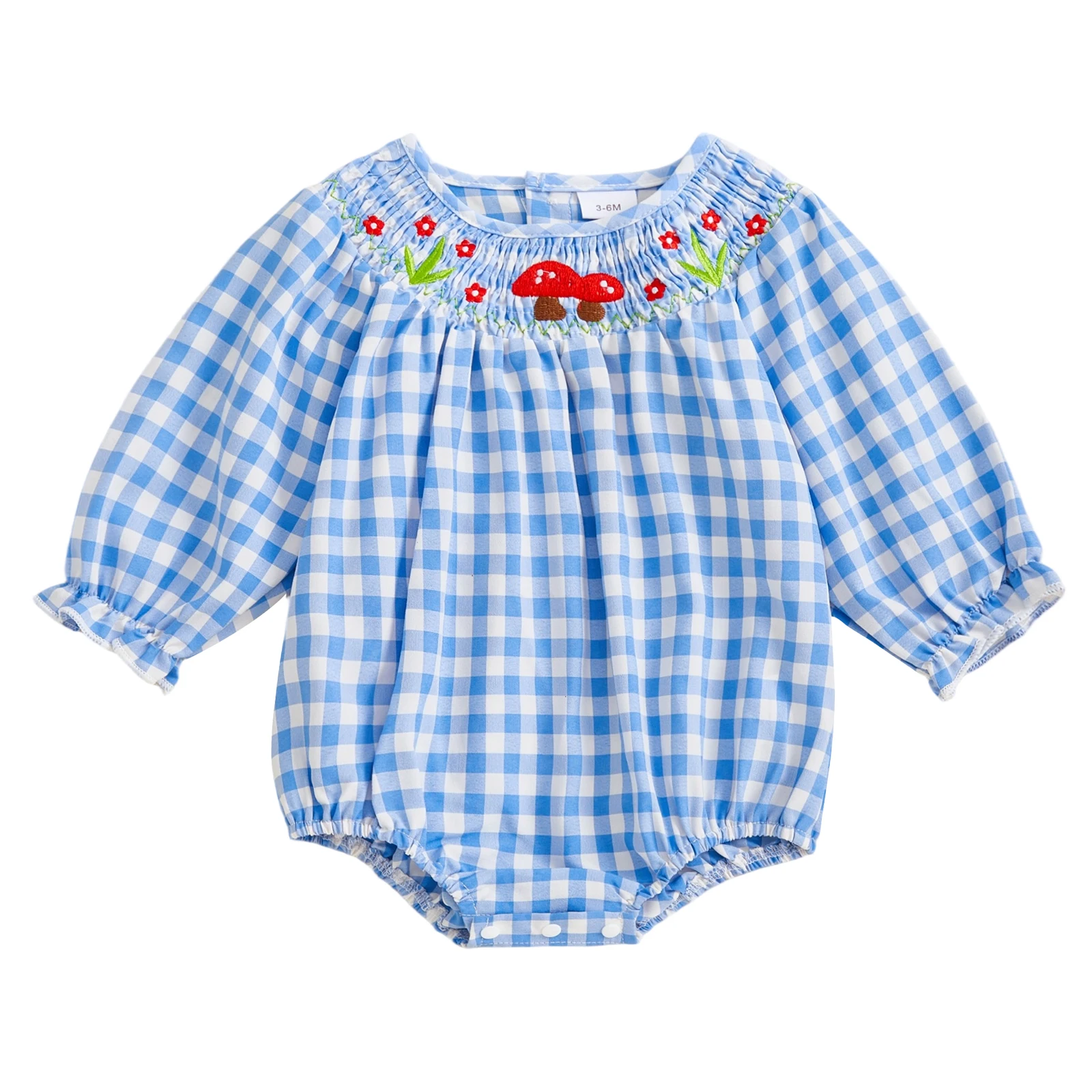 Baby Girl Plaid Romper Mushroom Flower Embroidered Smocked Long Sleeve Bodysuit Cute Fall Clothes
Baby Girl Plaid Romper Mushroom Flower Embroidered Smocked Long Sleeve Bodysuit Cute Fall Clothes