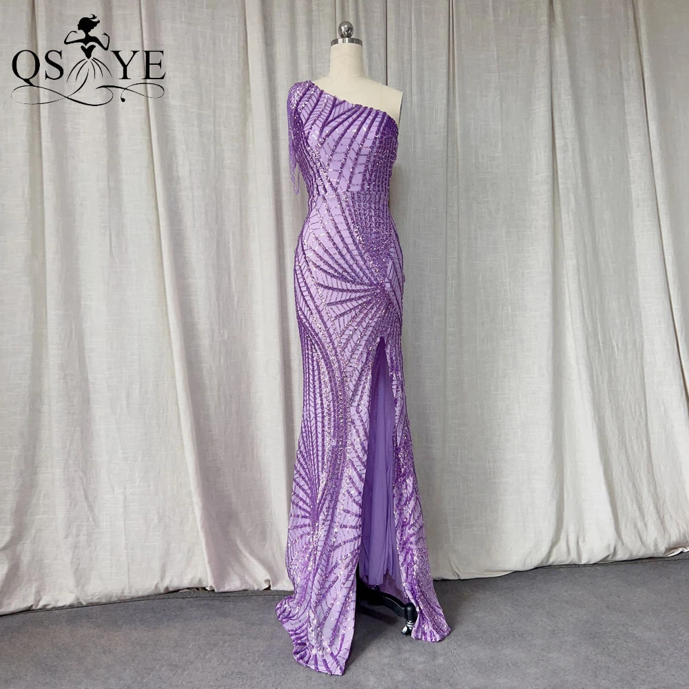 Light Purple Long Evening Dresses Beading One Shoulder Unique Lace Pattern Sequin Prom Gown Sexy Split Lilac Party Dress Chic
Light Purple Long Evening Dresses Beading One Shoulder Unique Lace Pattern Sequin Prom Gown Sexy Split Lilac Party Dress Chic