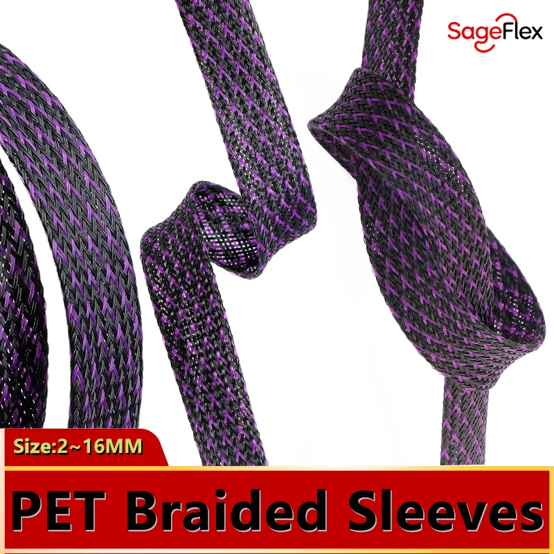 1-50m Length PET Braid Sleeving High Density Snake Skin Cable Wrap Flexible Wire Sheath for Electrical Cable 4-20mm Purple Black
1-50m Length PET Braid Sleeving High Density Snake Skin Cable Wrap Flexible Wire Sheath for Electrical Cable 4-20mm Purple Black