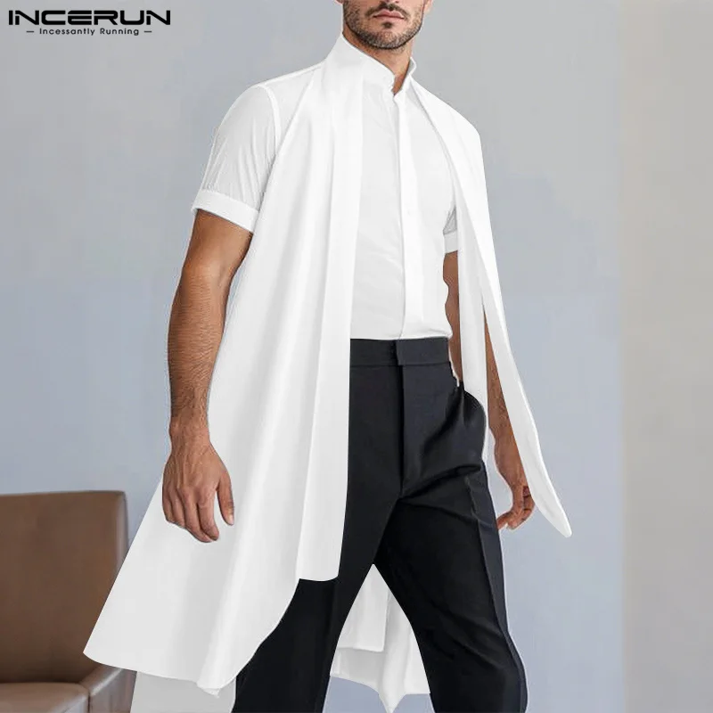 Men Irregular Shirt Solid Color Stand Collar Short Sleeve Button Men Clothing Oversize Streetwear Fashion Casual Shirts INCERUN
Men Irregular Shirt Solid Color Stand Collar Short Sleeve Button Men Clothing Oversize Streetwear Fashion Casual Shirts INCERUN