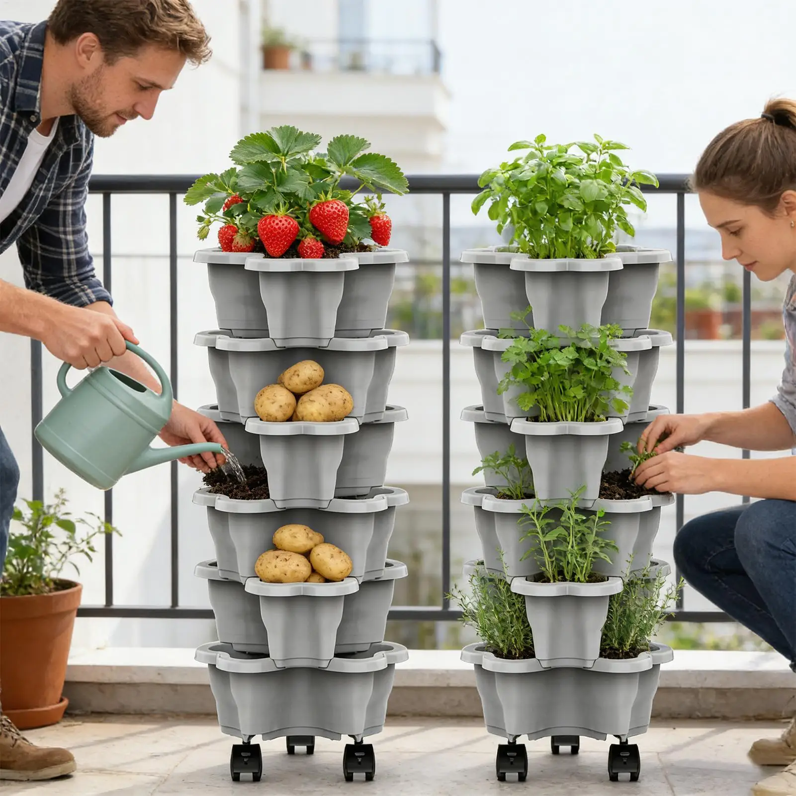 6-Tier With Wheels Space Saving Garden Towers Vertical Planter For Vegetables For Yard Patio Raised Bed Save Place Weatherproof
6-Tier With Wheels Space Saving Garden Towers Vertical Planter For Vegetables For Yard Patio Raised Bed Save Place Weatherproof