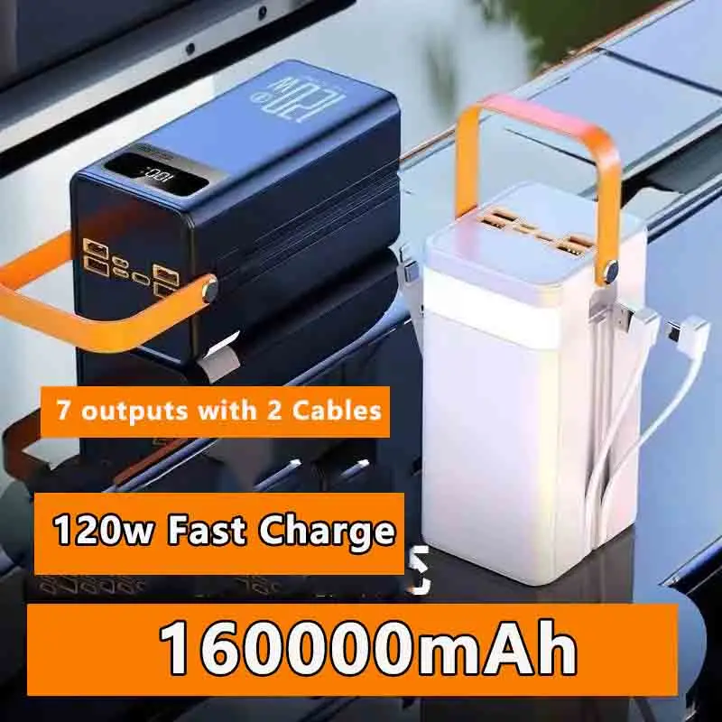 160000 мАч Power Bank большой емкости 120 Вт PD22.5W Открытый сверхбыстрый зарядный мобильный кабель Power Bank для iPhone Samsung
160000 мАч Power Bank большой емкости 120 Вт PD22.5W Открытый сверхбыстрый зарядный мобильный кабель Power Bank для iPhone Samsung