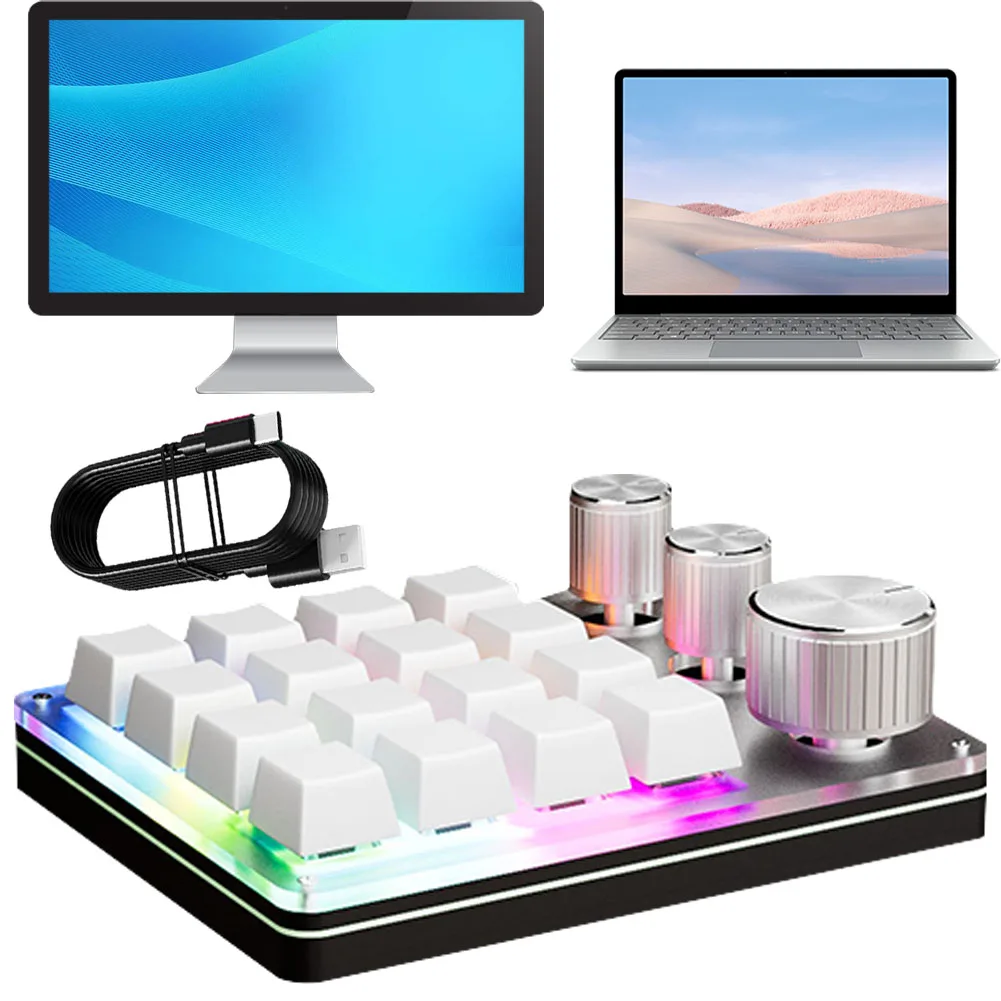 16 Keys Triple Knob One-Handed Keyboard Wired/Bluetooth-Compatible/2.4G Receiver Mini Keypad RGB LED Backlight Wireless Keyboard
16 Keys Triple Knob One-Handed Keyboard Wired/Bluetooth-Compatible/2.4G Receiver Mini Keypad RGB LED Backlight Wireless Keyboard