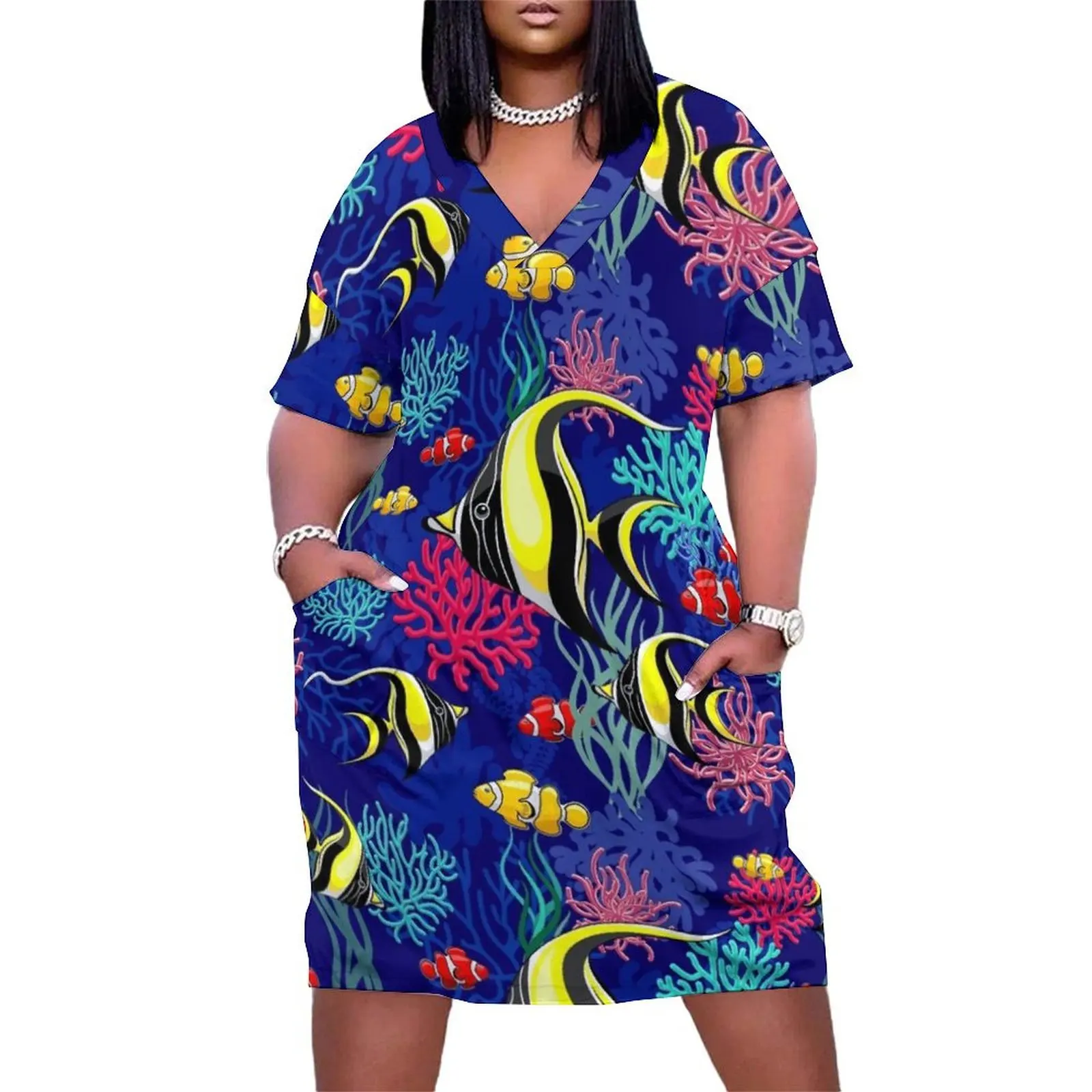 Angel Fish and Clown Fish Pattern Loose Pocket Dress evening dresses ladies festival outfit women loose women's dress
Angel Fish and Clown Fish Pattern Loose Pocket Dress evening dresses ladies festival outfit women loose women's dress
