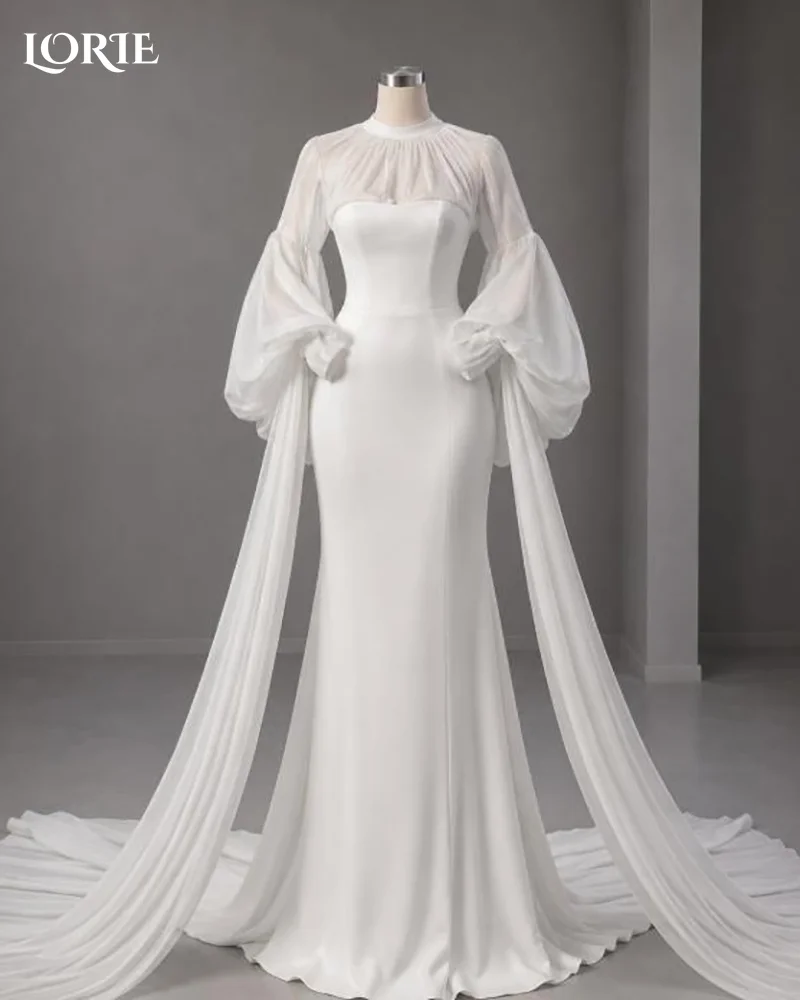 LORIE Muslim Wedding Dress Appliques High Collar Lace Bridal Gown Customized A-Line Church Bride Dress Saudi Party Dress Dubai
LORIE Muslim Wedding Dress Appliques High Collar Lace Bridal Gown Customized A-Line Church Bride Dress Saudi Party Dress Dubai
