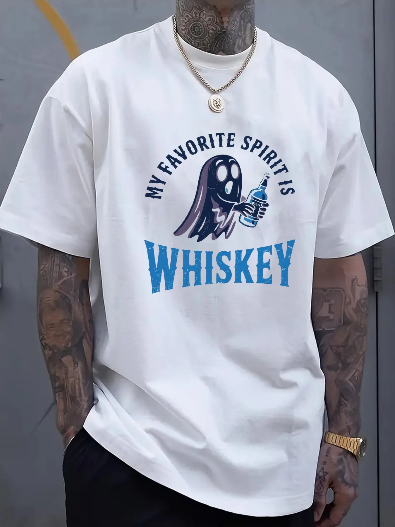 Мужская черная футболка из чистого хлопка с рисунком призрака и виски, повседневная футболка с короткими рукавами и принтом для вечеринок на Хэллоуин, повседневная одежда
Мужская черная футболка из чистого хлопка с рисунком призрака и виски, повседневная футболка с короткими рукавами и принтом для вечеринок на Хэллоуин, повседневная одежда